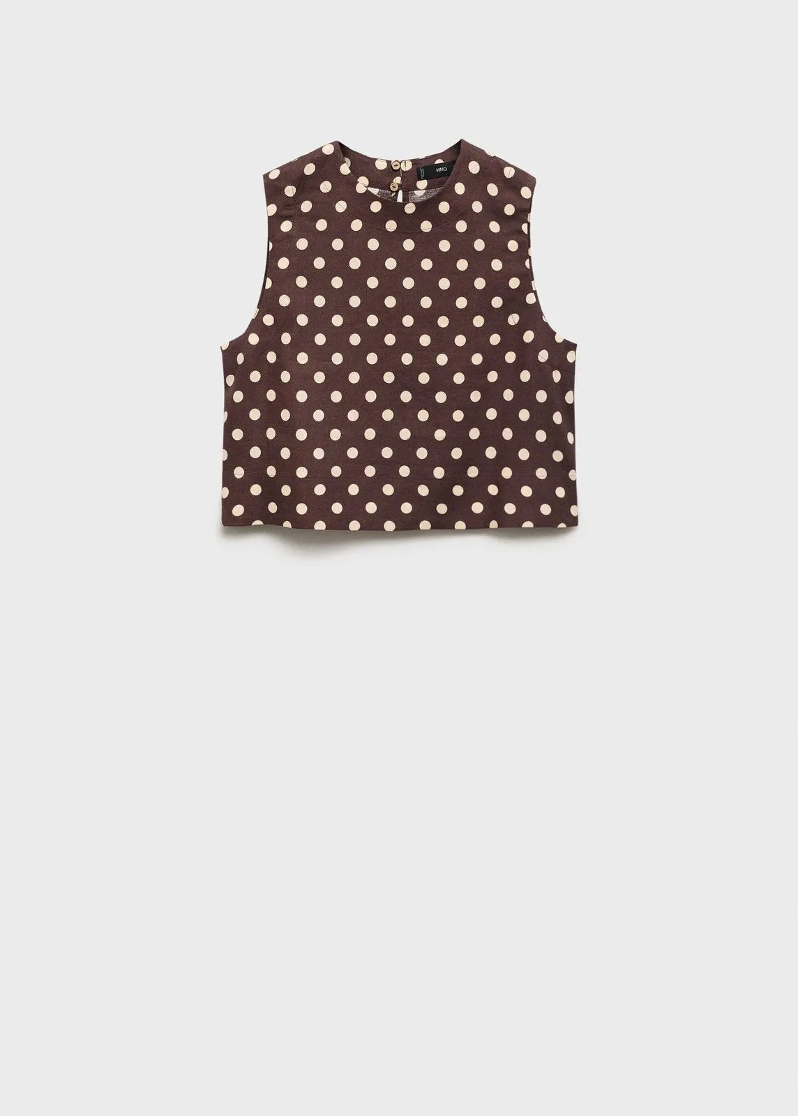 Polka dot linen crop top - Dark Brown