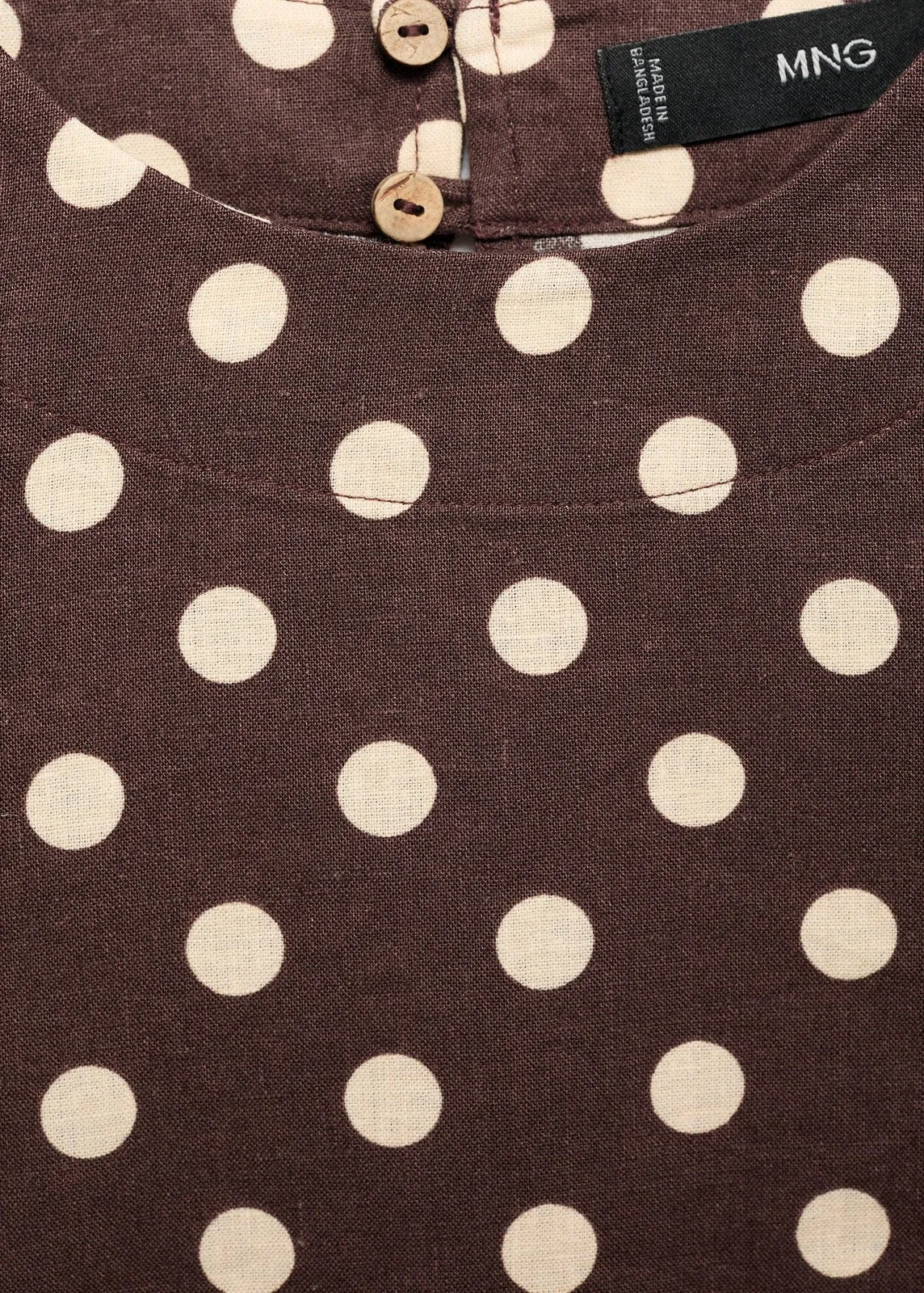 Polka dot linen crop top - Dark Brown