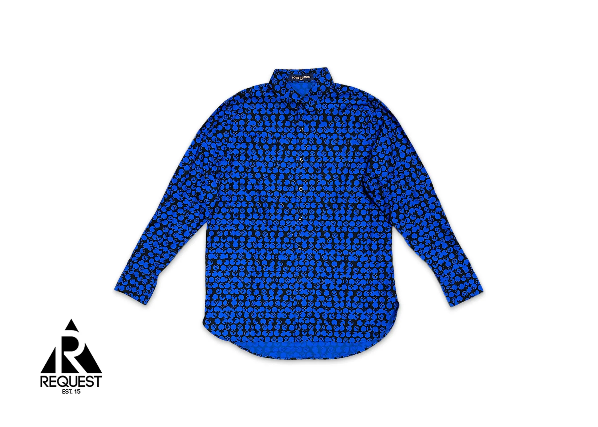 Polka Dot Monogram Button Up "Blue Black"