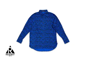 Polka Dot Monogram Button Up "Blue Black"