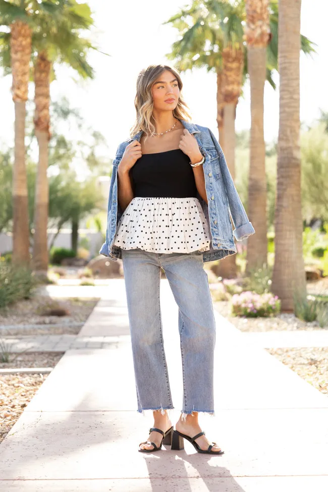 Polka Dot Pop Bubble Hem Knit Top