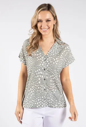Polka Dot Retro Button Up Top