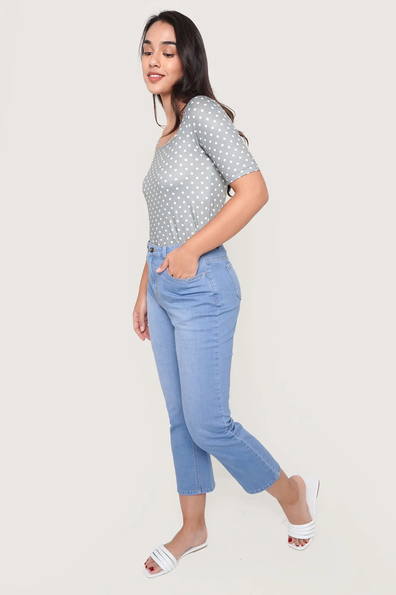 Polka Dot Square Neck Tee