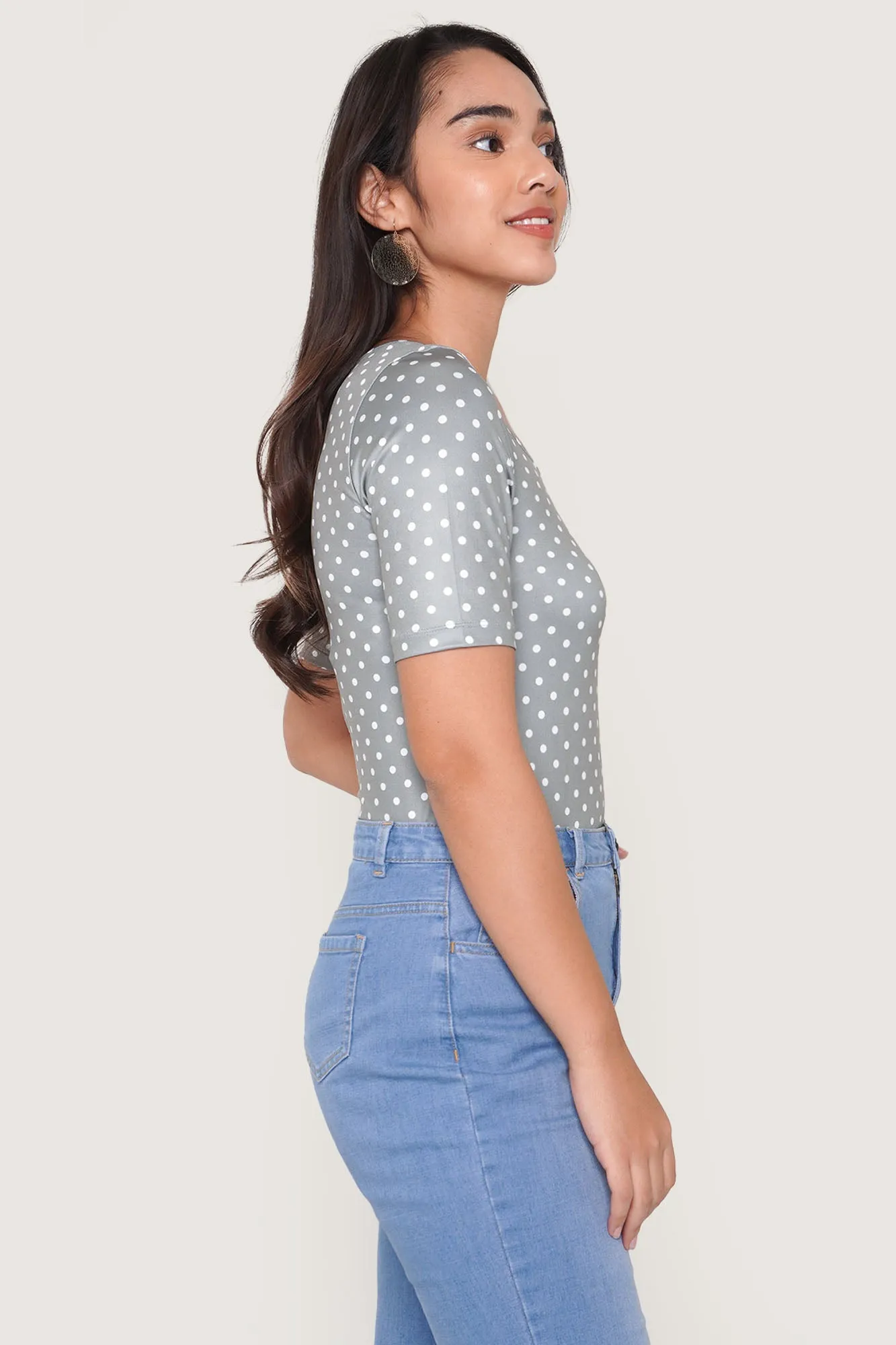 Polka Dot Square Neck Tee