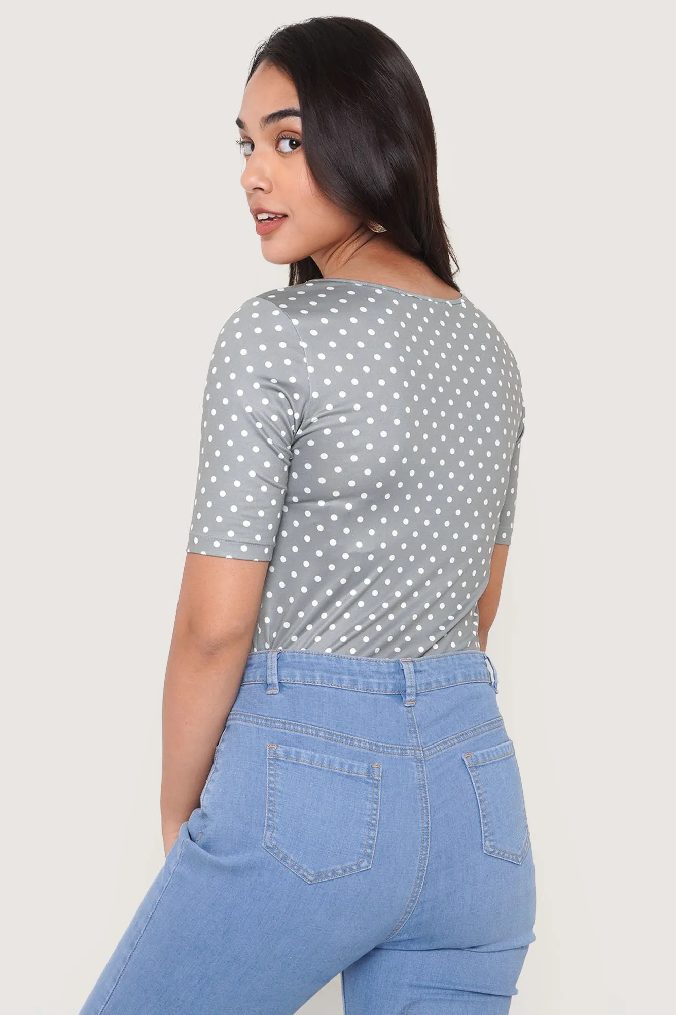Polka Dot Square Neck Tee
