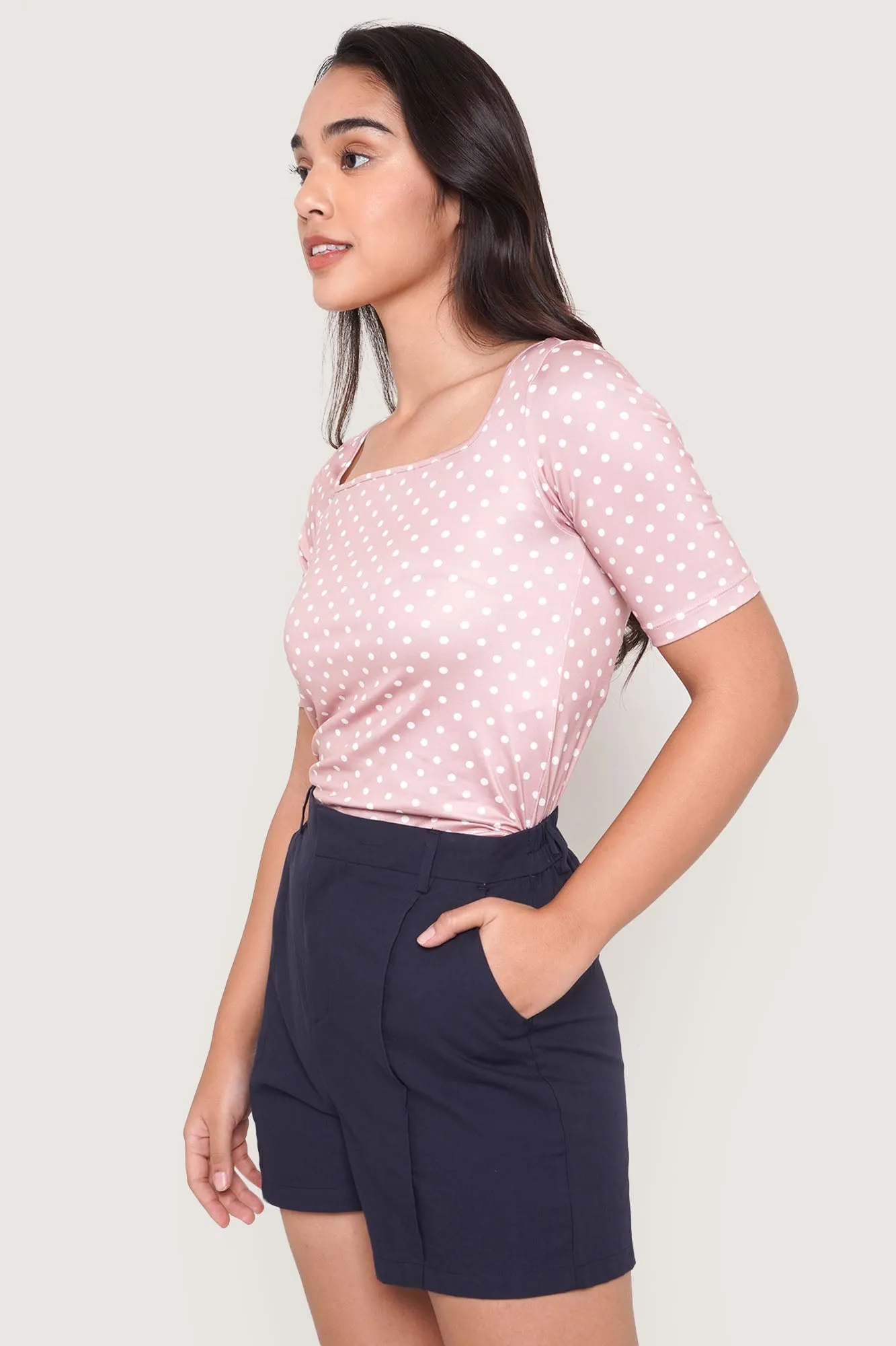 Polka Dot Square Neck Tee