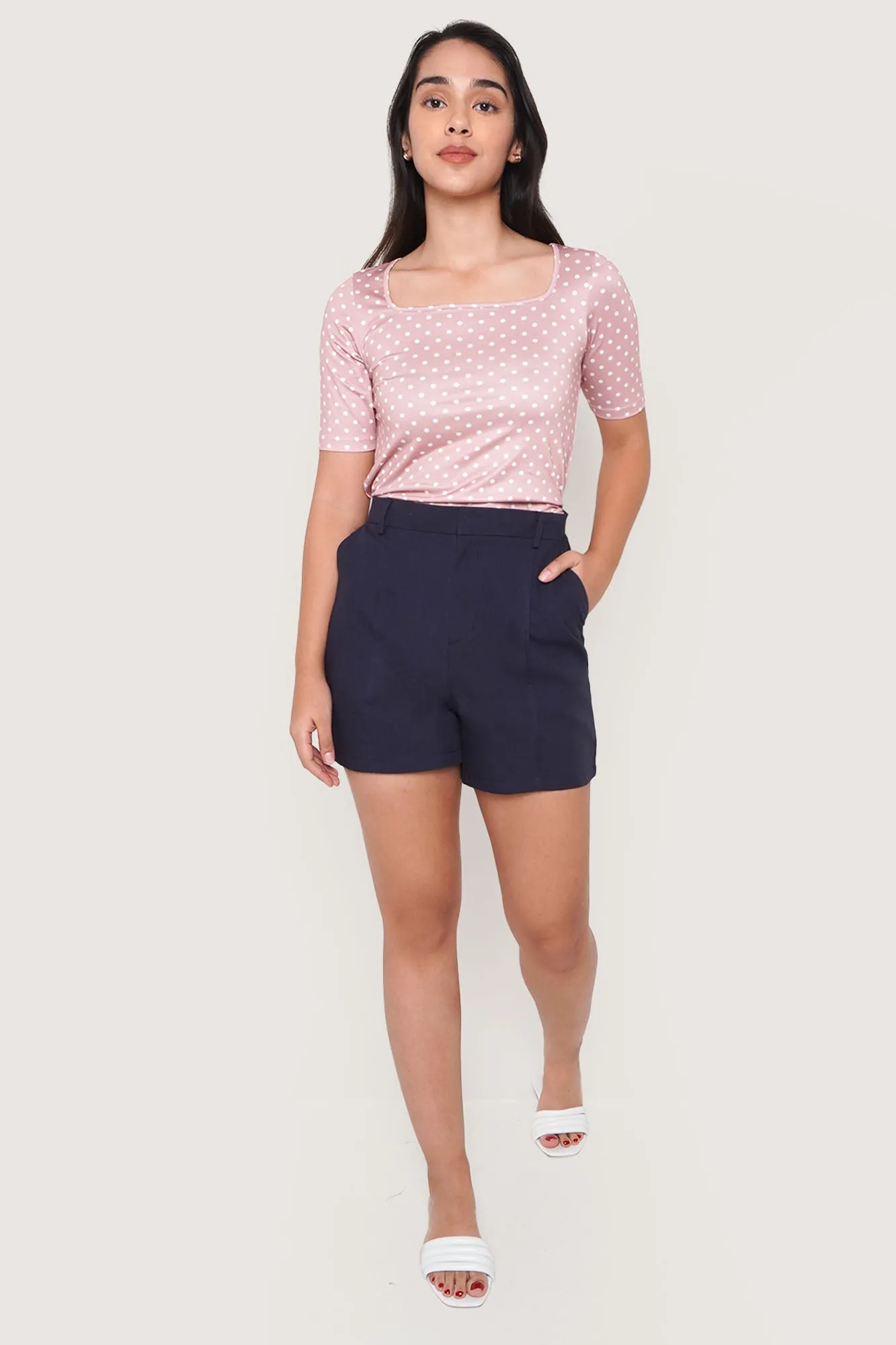 Polka Dot Square Neck Tee