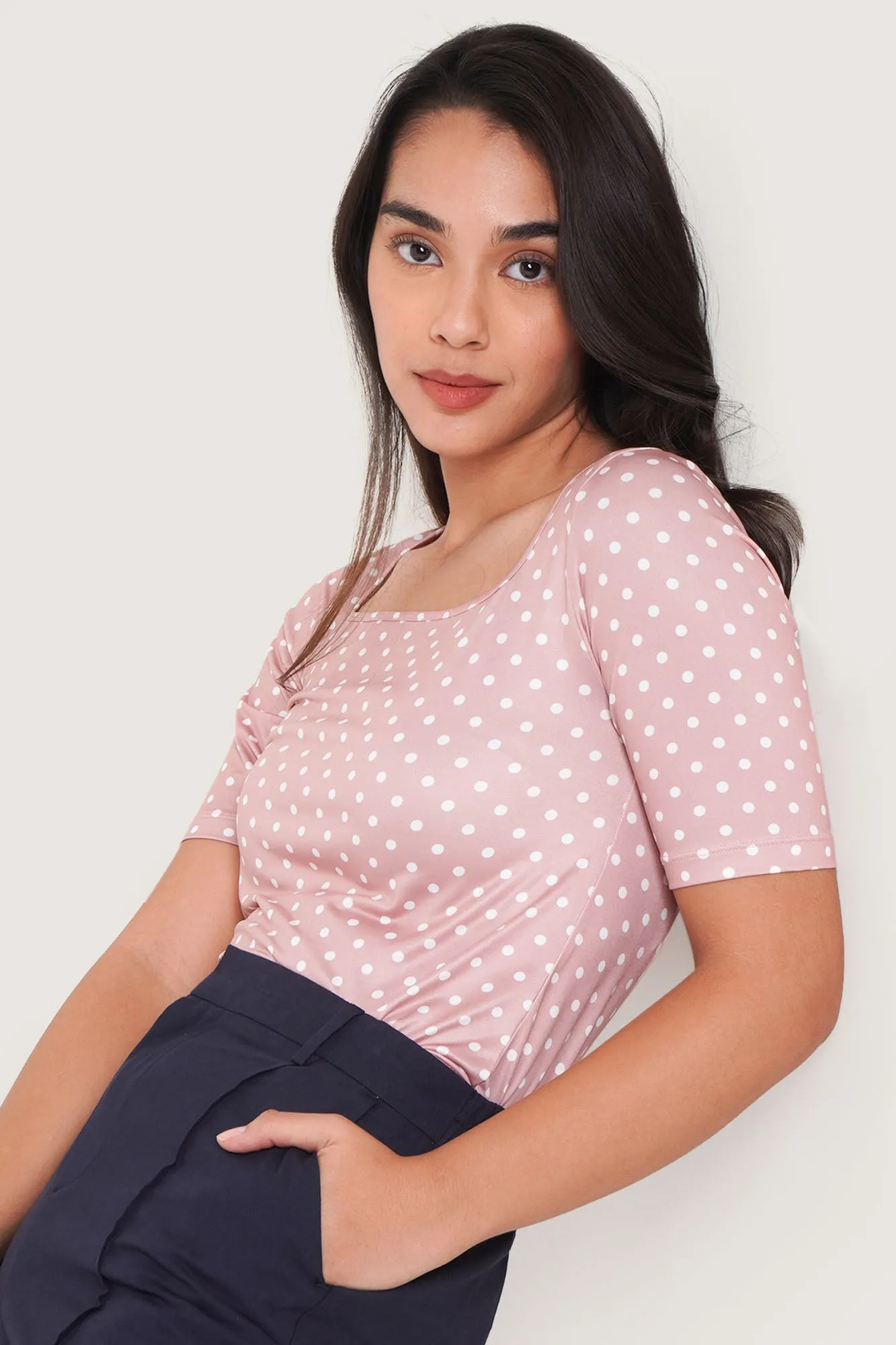 Polka Dot Square Neck Tee