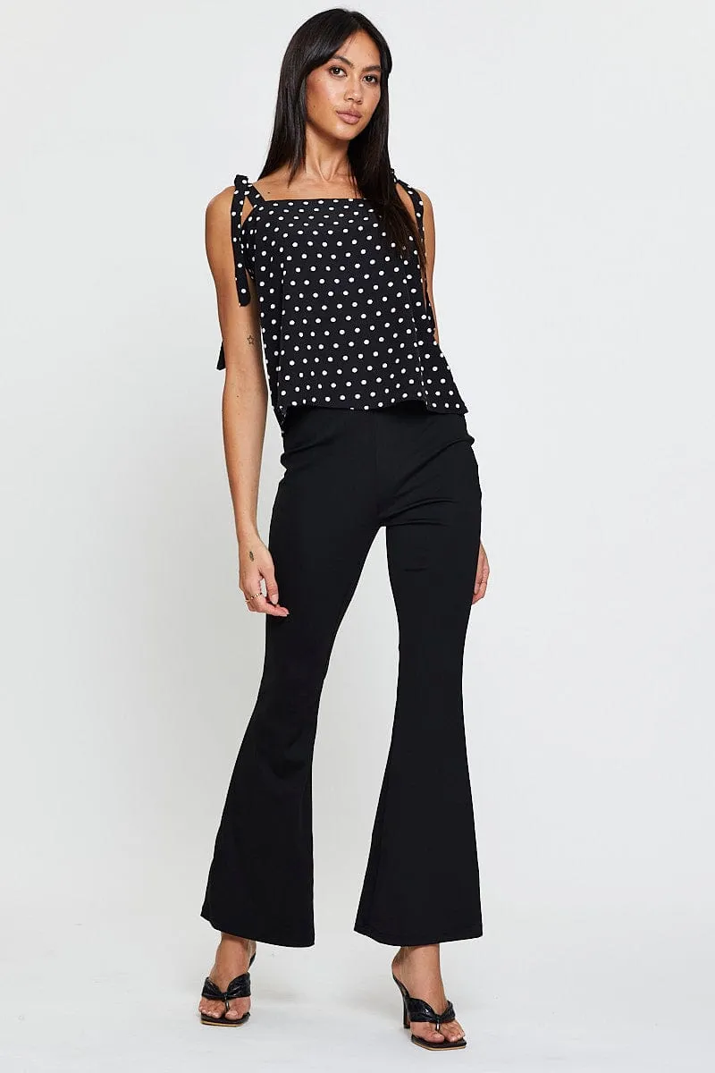 Polka Dot Tie Shoulder Top Sleeveless