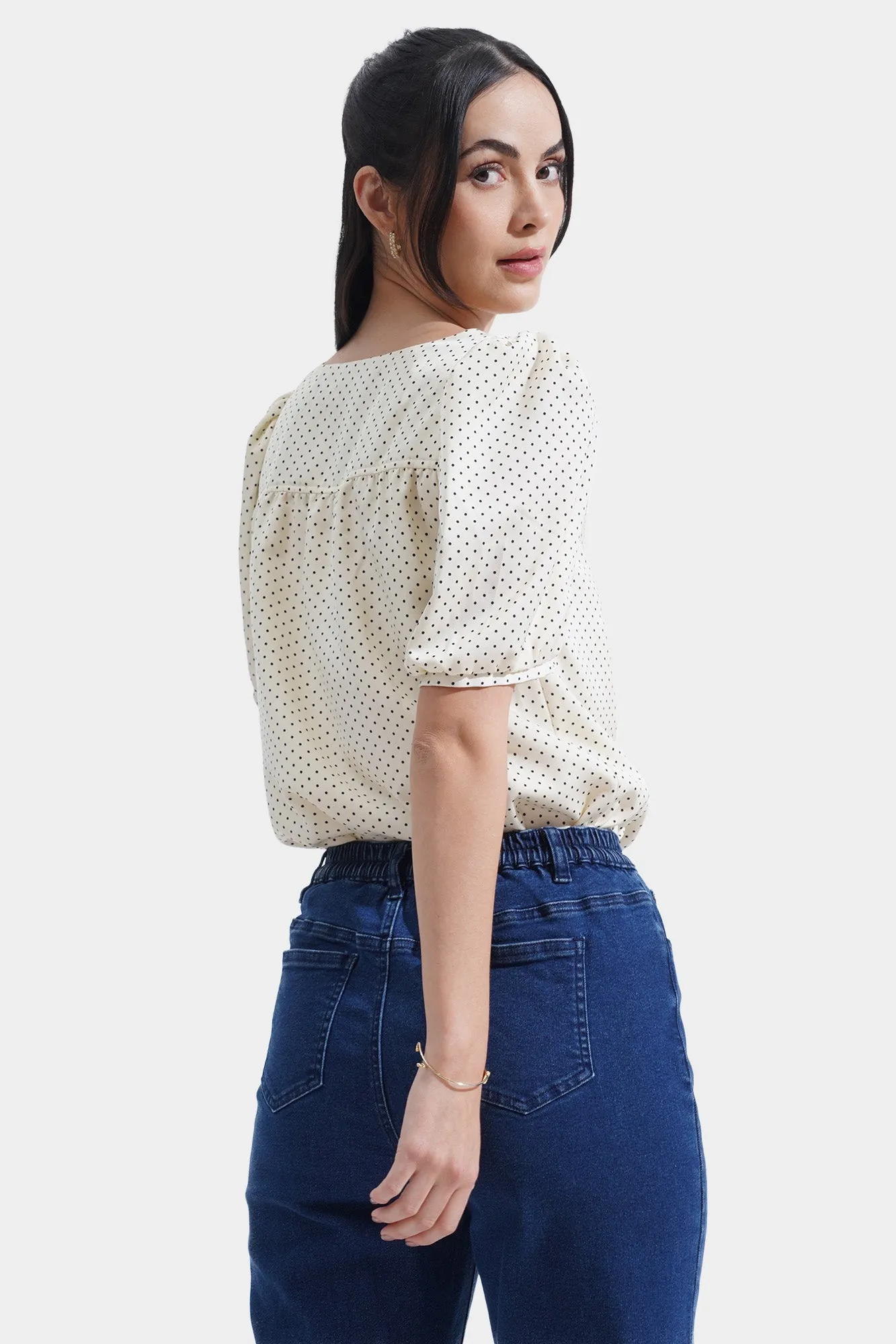 Polka Dot V-Neck Top