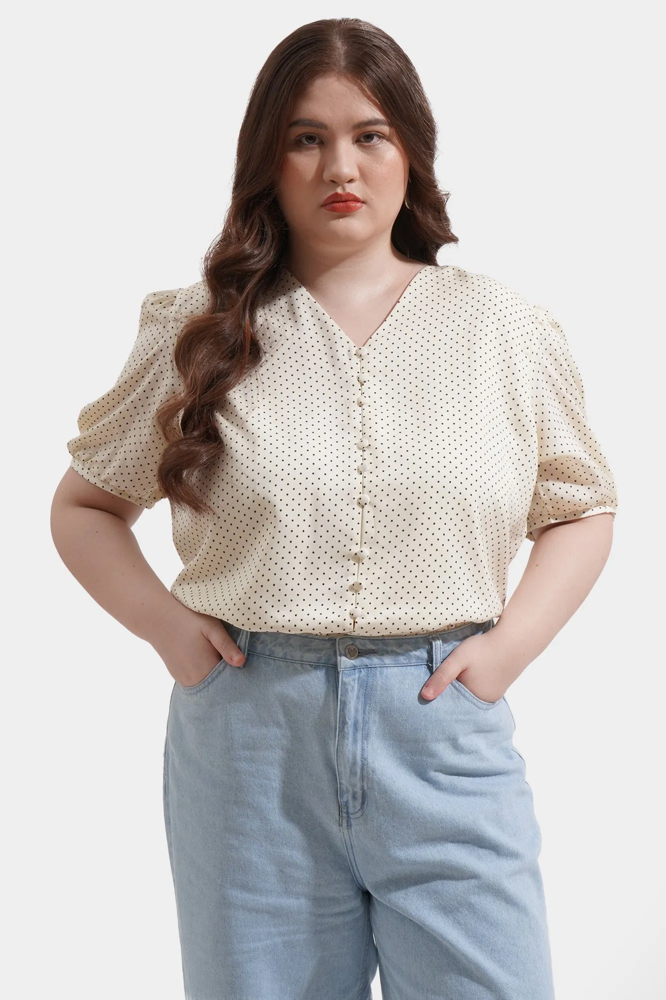 Polka Dot V-Neck Top