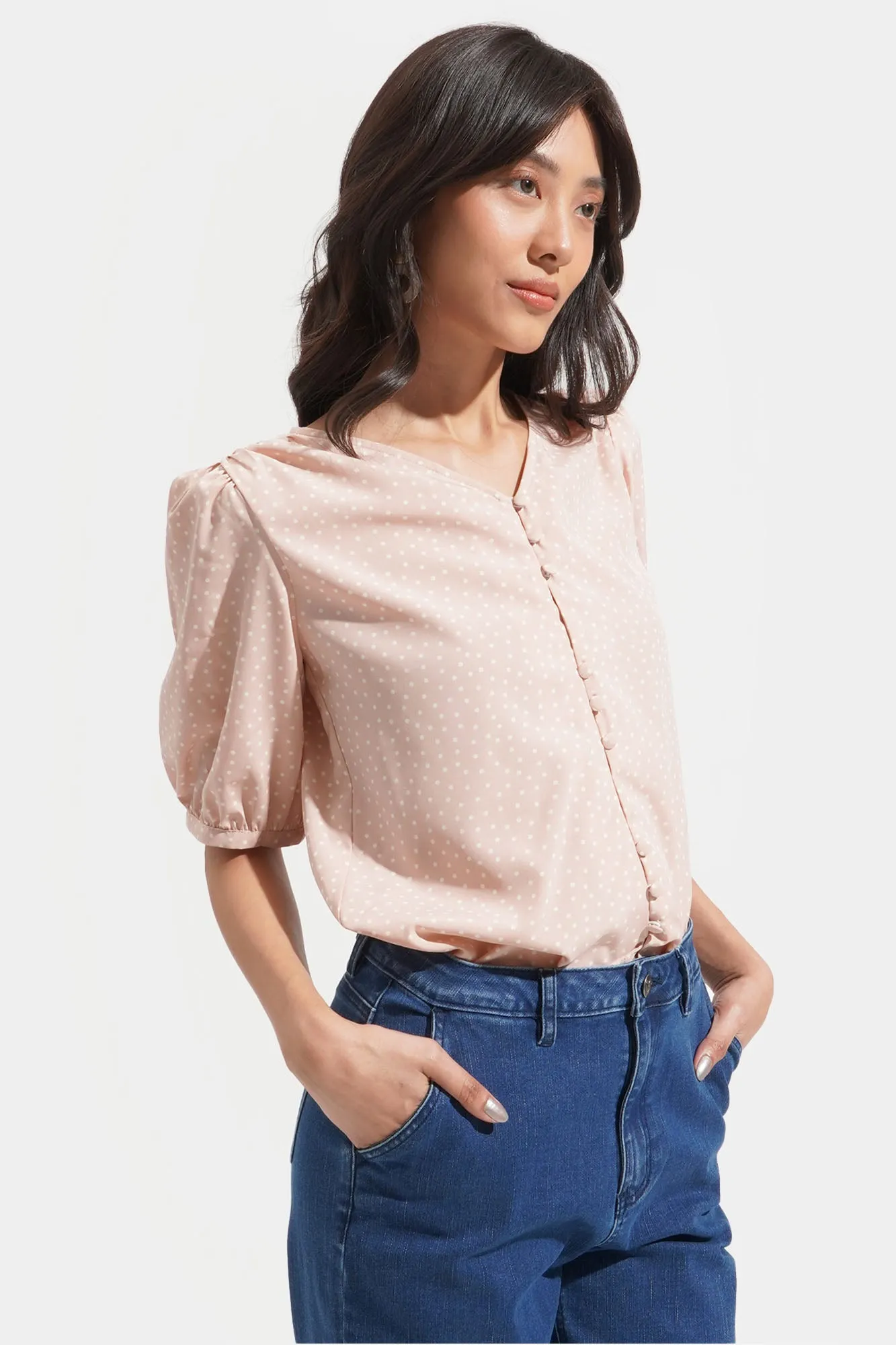 Polka Dot V-Neck Top