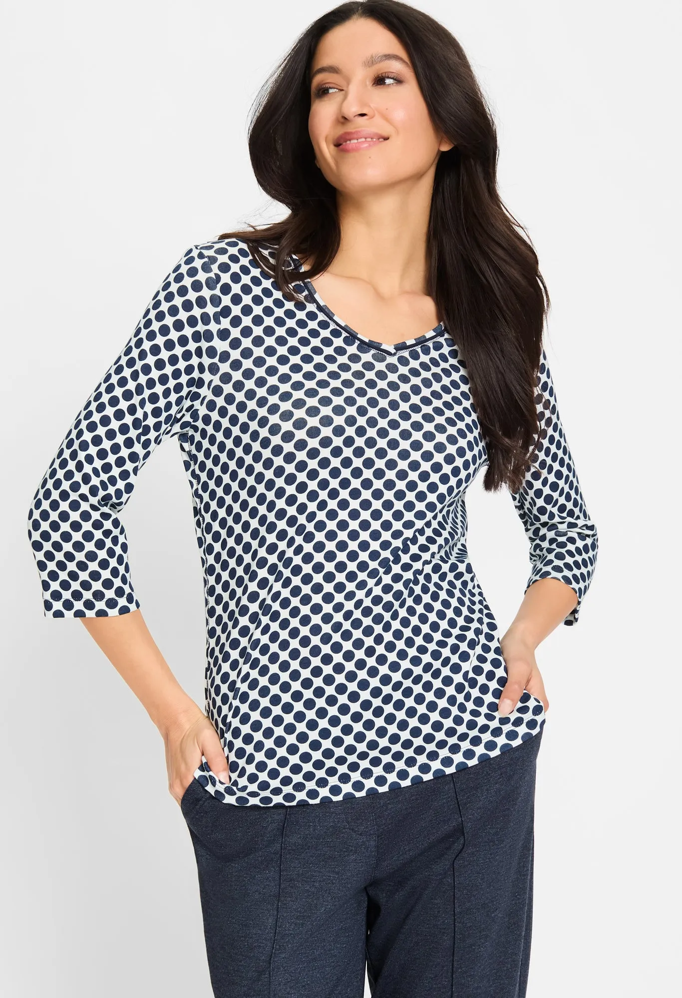 Polka Dot V Neck Top