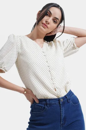 Polka Dot V-Neck Top