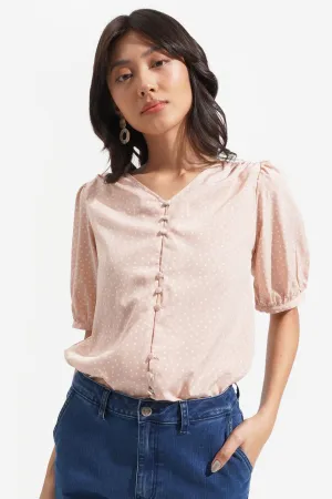 Polka Dot V-Neck Top