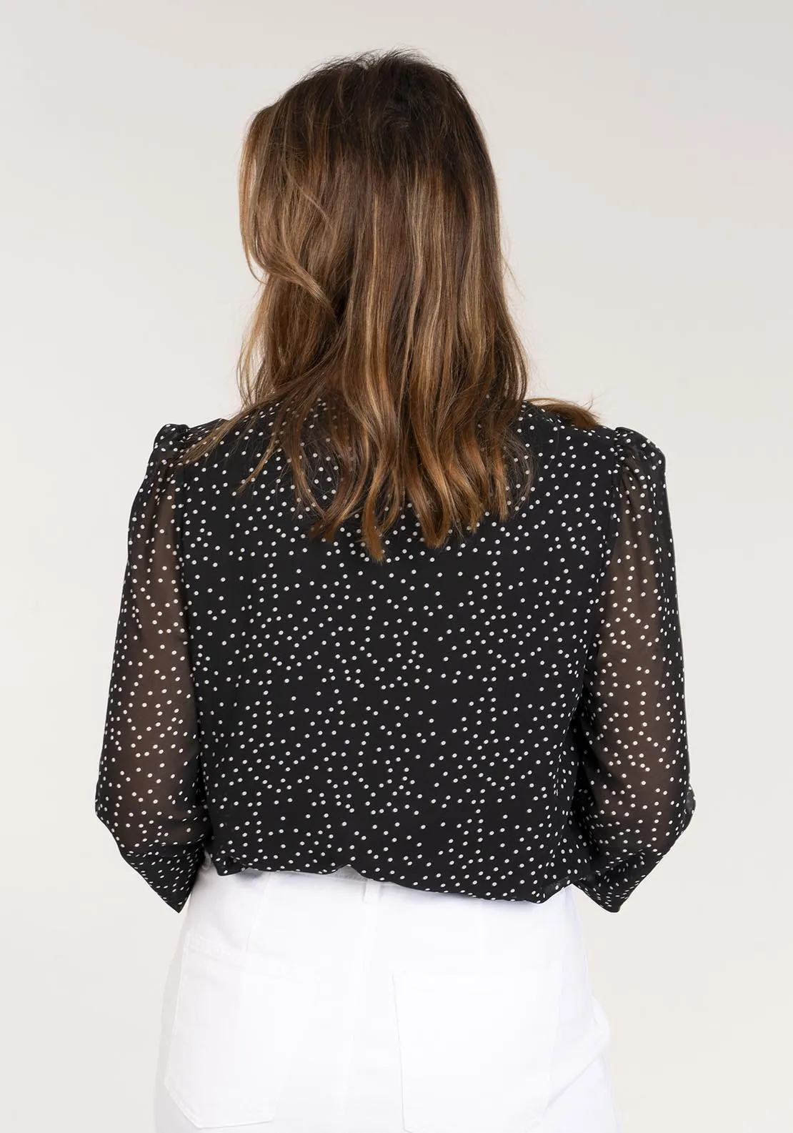 Polkadot Tie Top - Black