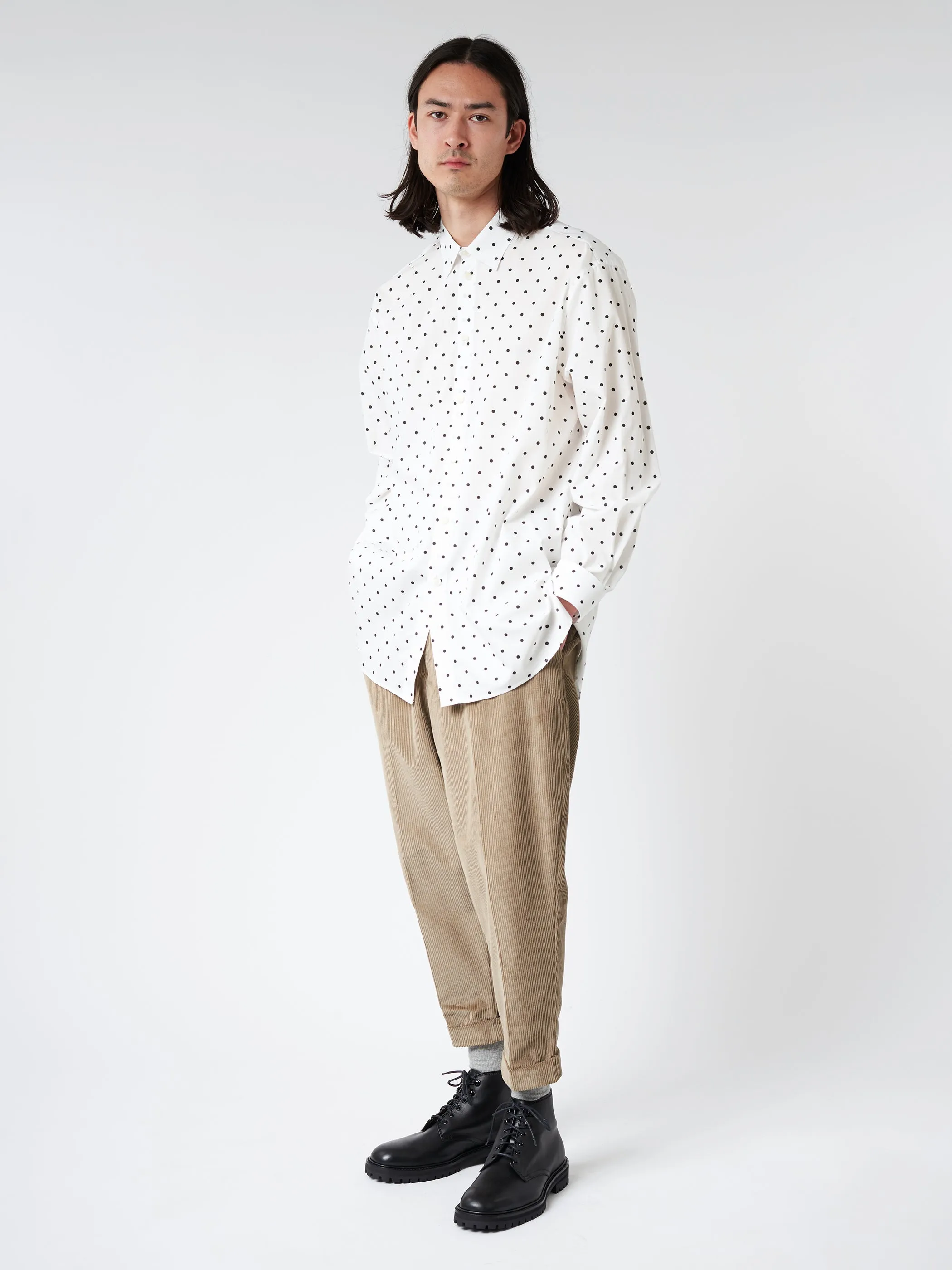Poplin Long-Sleeved Shirt With Polka Dots