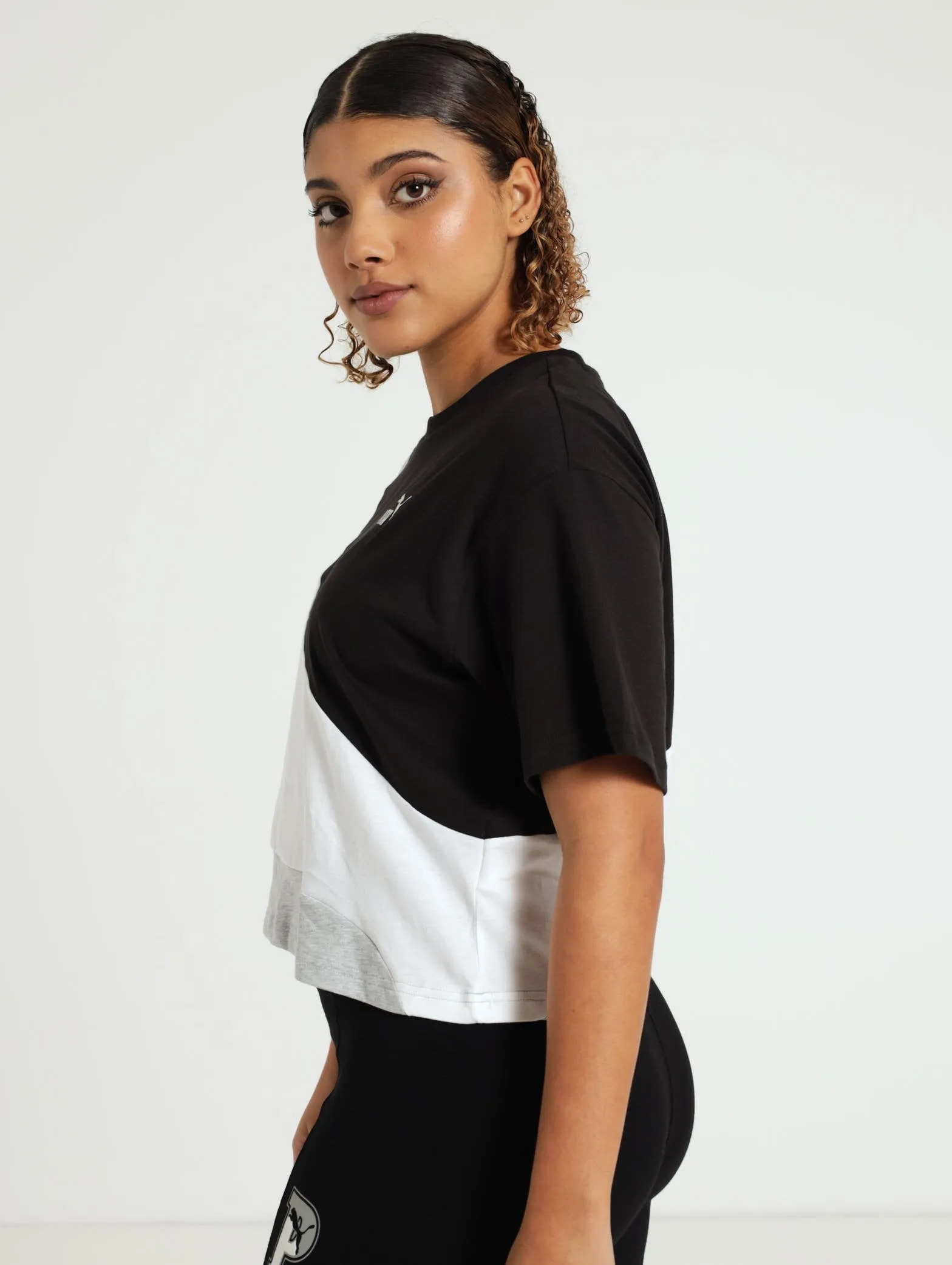 Power Cat Cropped Tee - Black