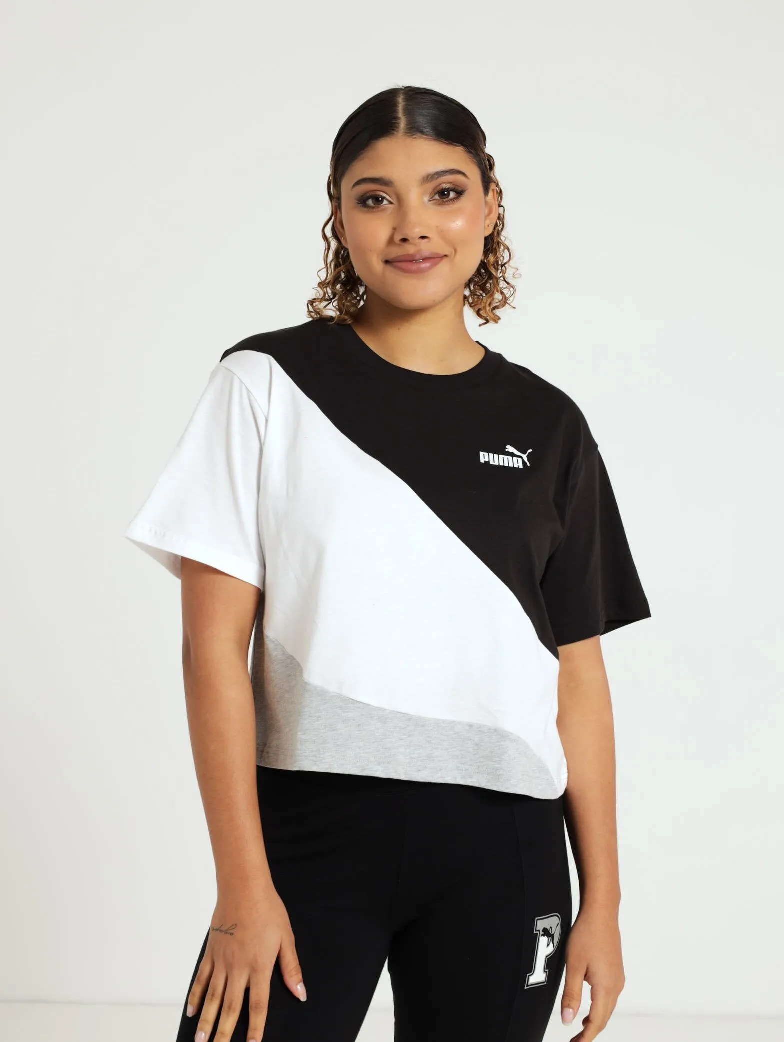 Power Cat Cropped Tee - Black