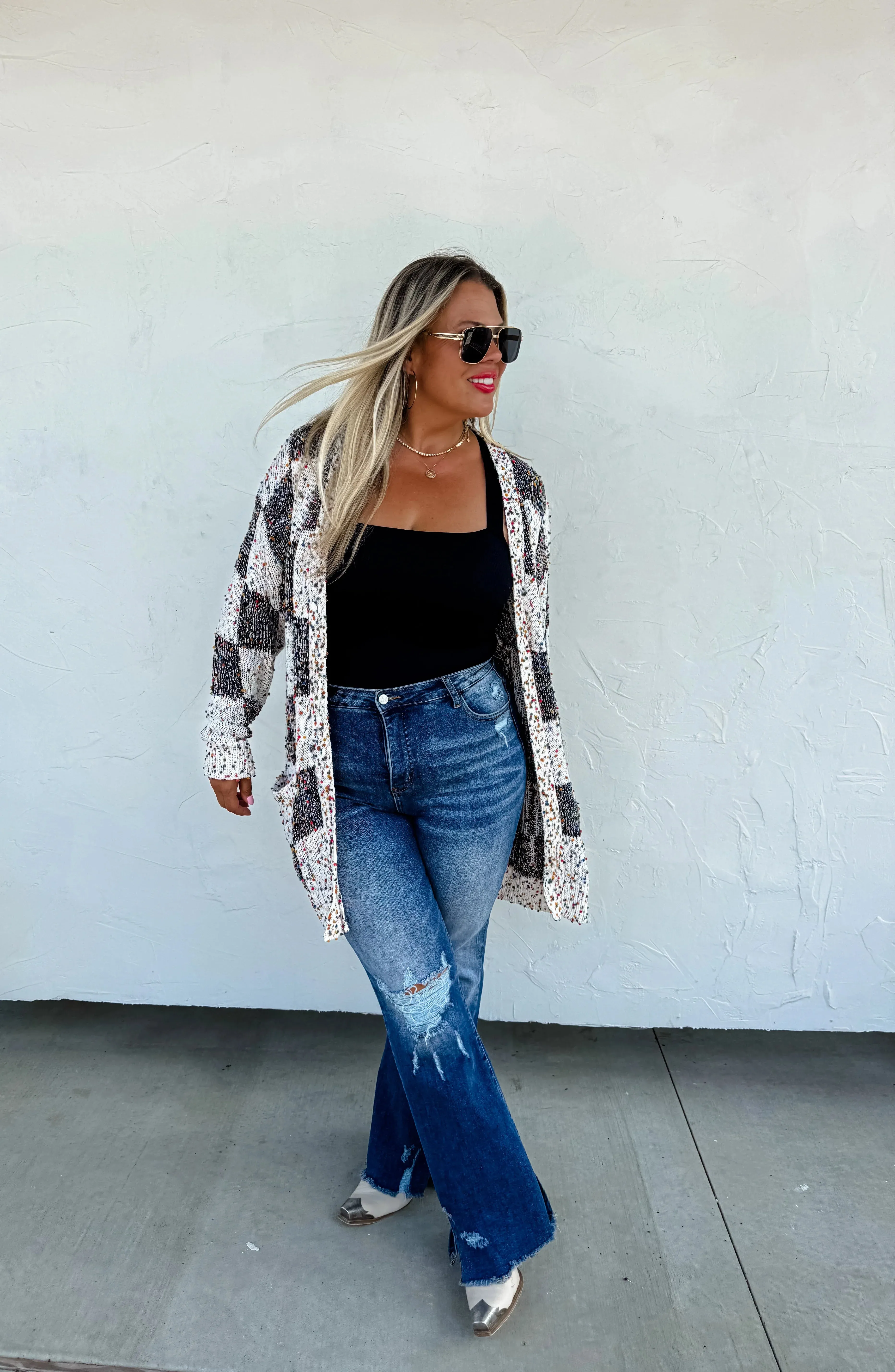 PREORDER: Checkered Miley Dot Cardigan in Four Colors