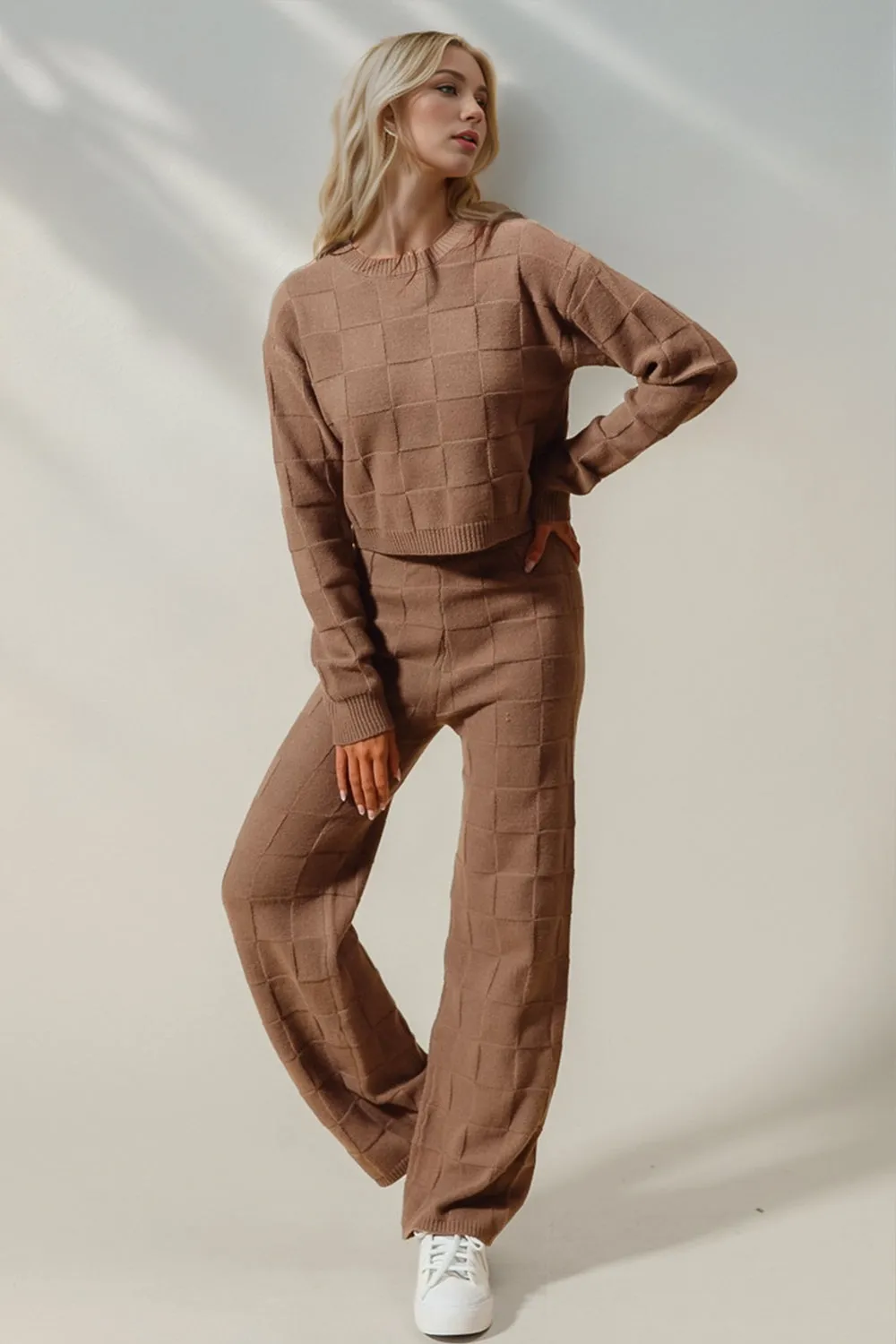 PREORDER Checkered Round Neck Top and Pants Set 7 COLORS