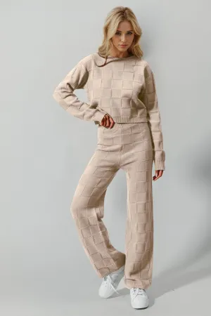 PREORDER Checkered Round Neck Top and Pants Set 7 COLORS