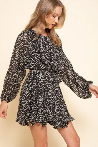 Pretty Print Black Dress