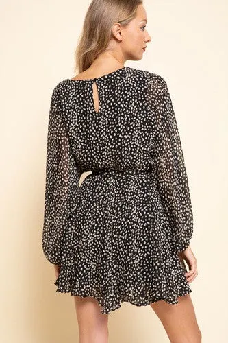 Pretty Print Black Dress