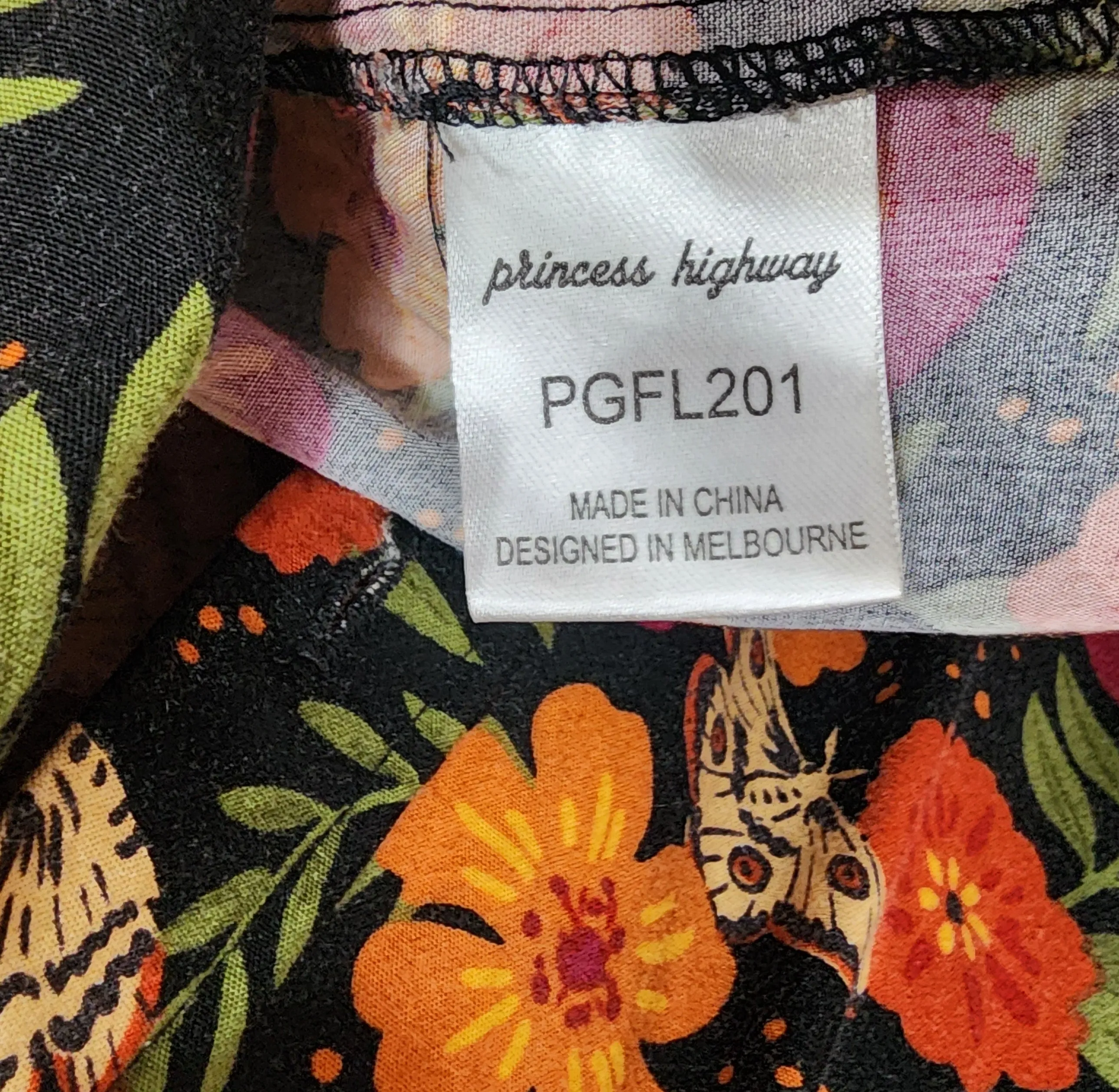 Princess Highway black floral print top size 12