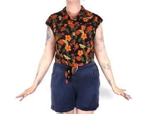 Princess Highway black floral print top size 12