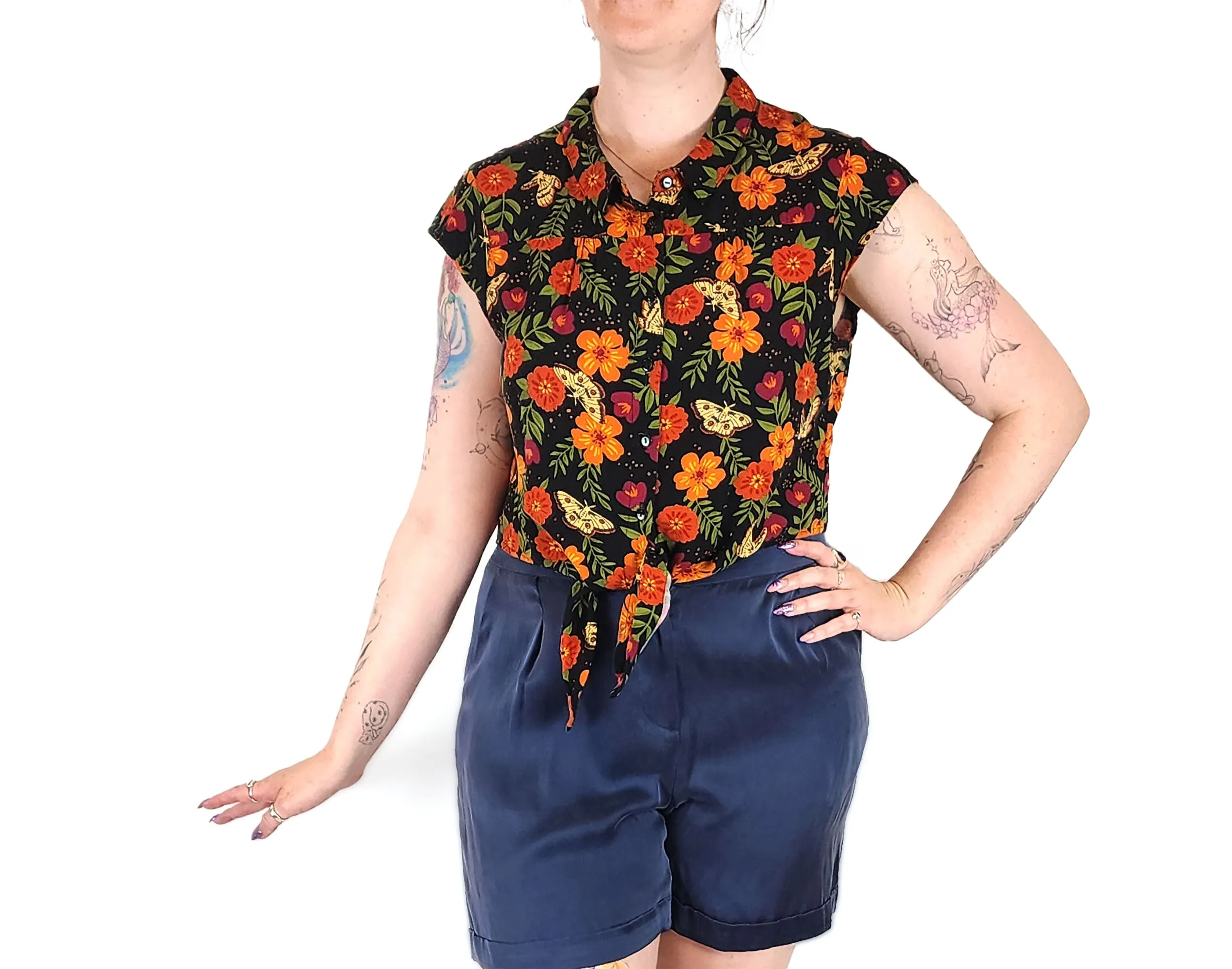 Princess Highway black floral print top size 12
