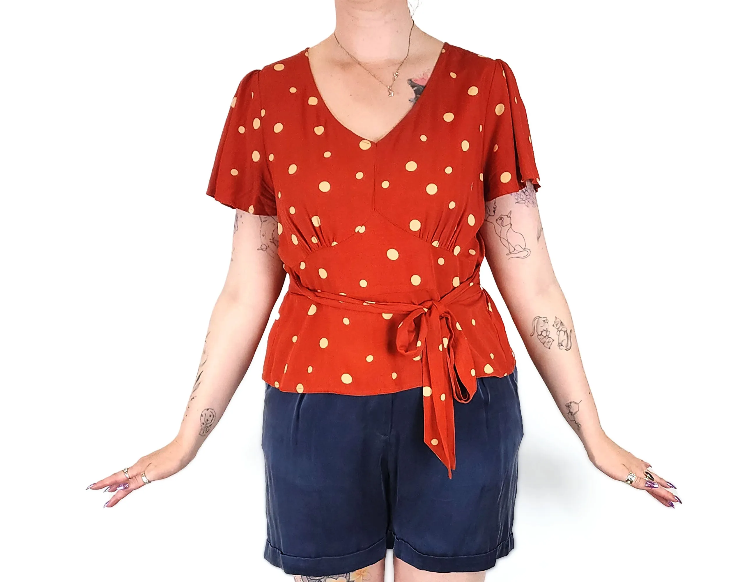 Princess Highway red polka dot top size 12
