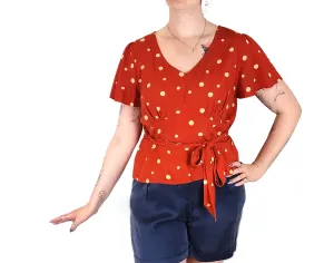 Princess Highway red polka dot top size 12