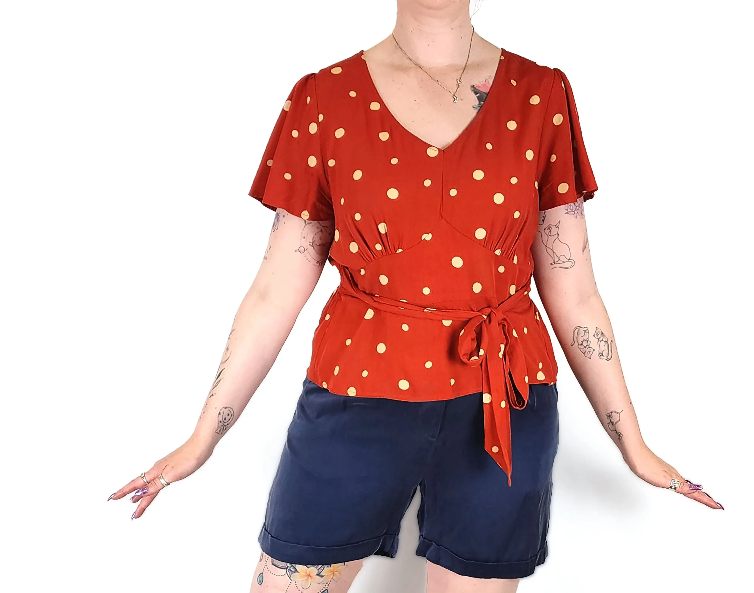 Princess Highway red polka dot top size 12