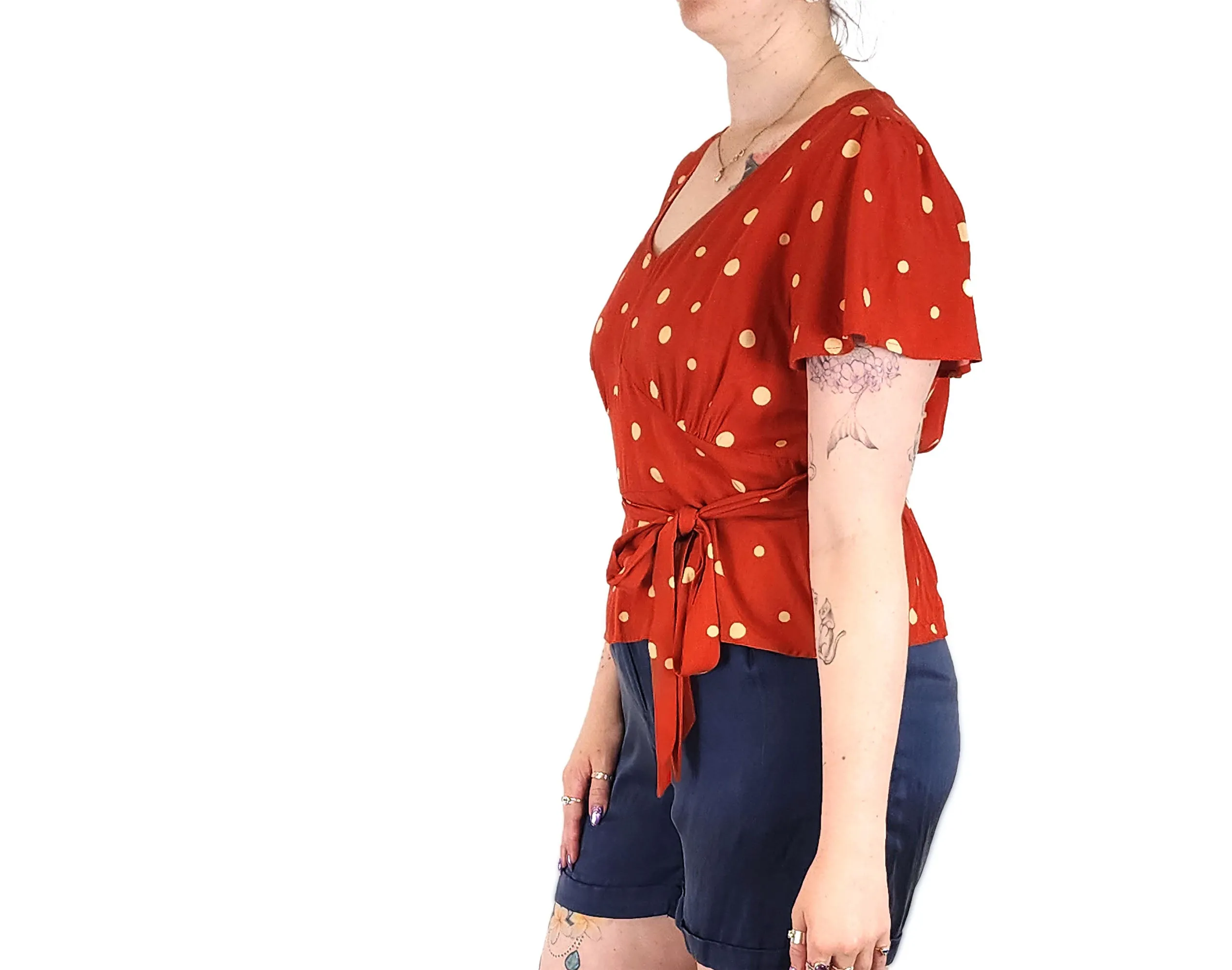Princess Highway red polka dot top size 12