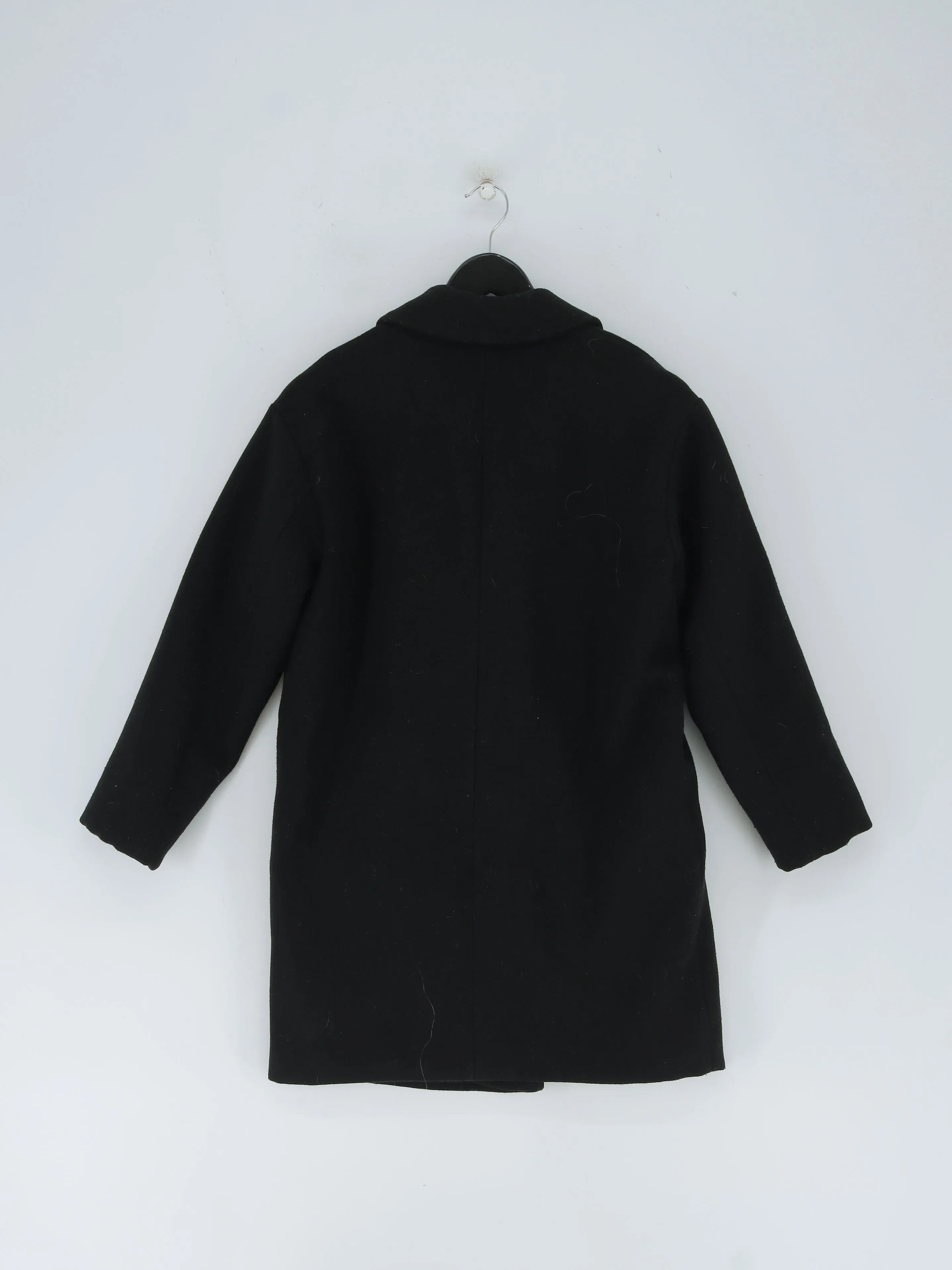 Pull&Bear Women's Coat S Black Polyester with Polyamide, Viscose, Wool