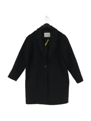 Pull&Bear Women's Coat S Black Polyester with Polyamide, Viscose, Wool