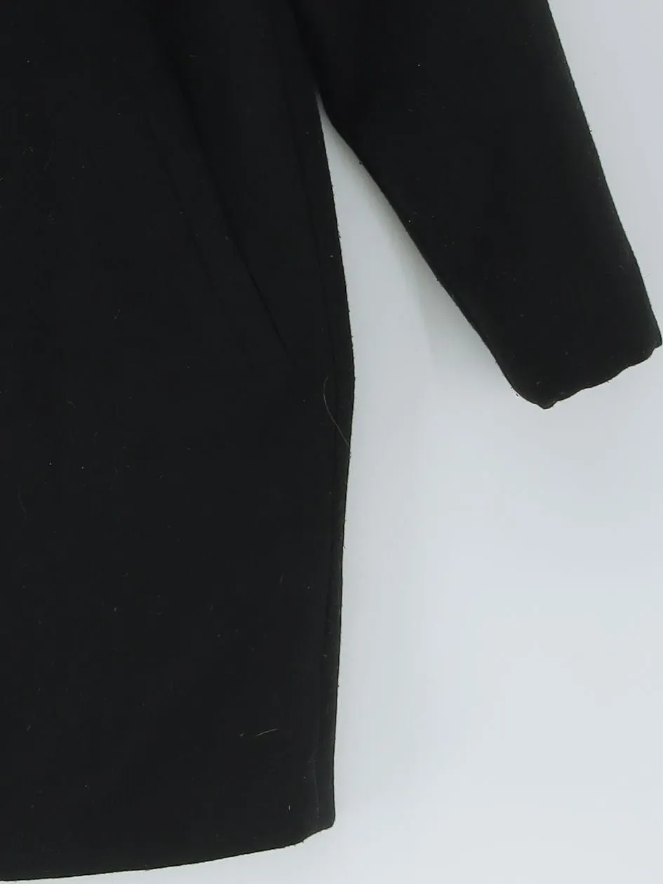Pull&Bear Women's Coat S Black Polyester with Polyamide, Viscose, Wool