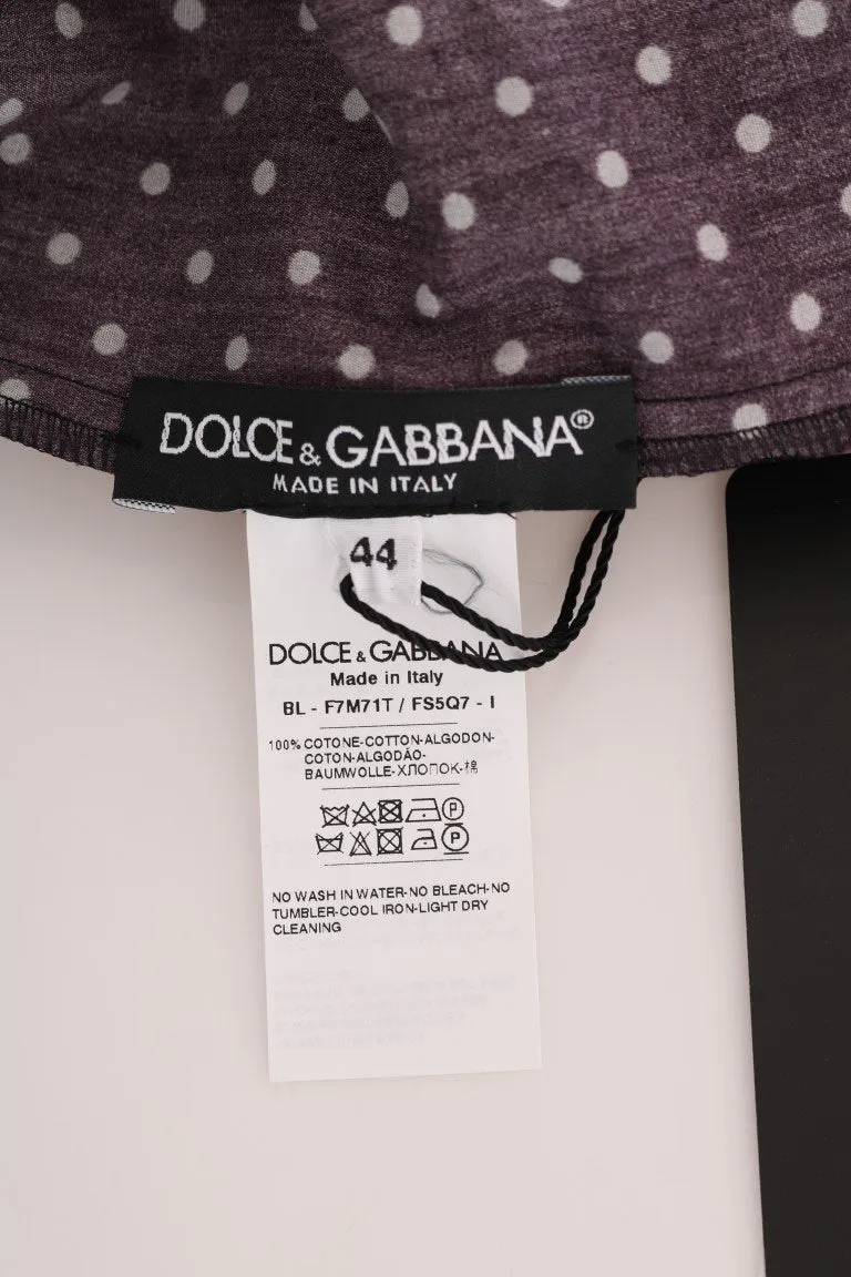 Purple Polka Dot Printed Top T-Shirt