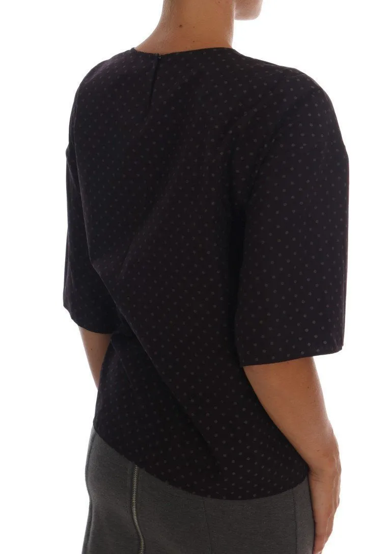 Purple Polka Dot Printed Top T-Shirt
