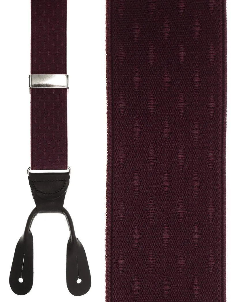 "Burgundy Petite Diamonds" Suspenders