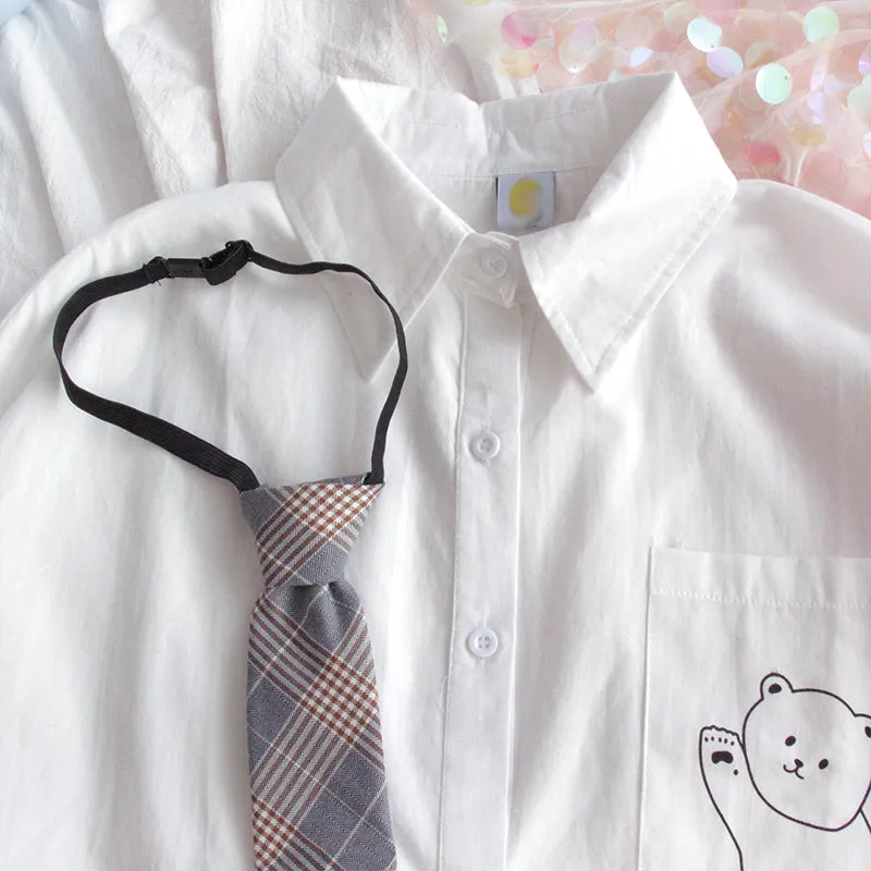 "HARAJUKU BEAR TIE WHITE" SHIRT Y031602