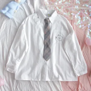 "HARAJUKU BEAR TIE WHITE" SHIRT Y031602