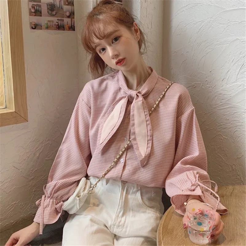 "RABBIT EAR BOW TIE" LONG SLEEVE SHIRT Y031706