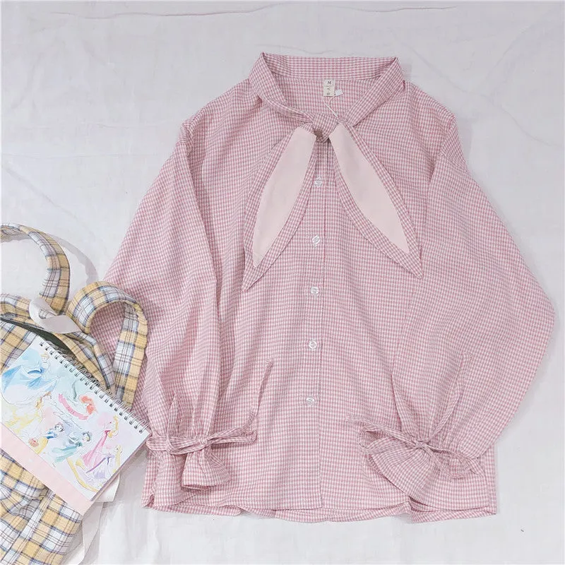 "RABBIT EAR BOW TIE" LONG SLEEVE SHIRT Y031706