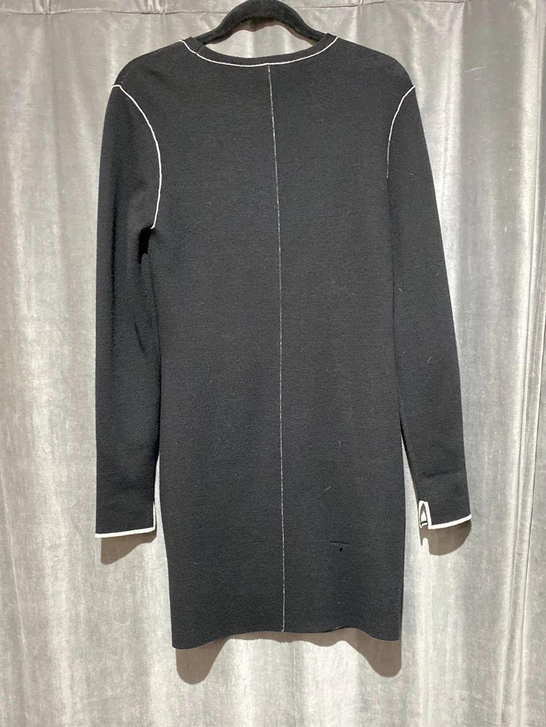 Rag and Bone Black Long Sleeve Knit Dress with White Stitching