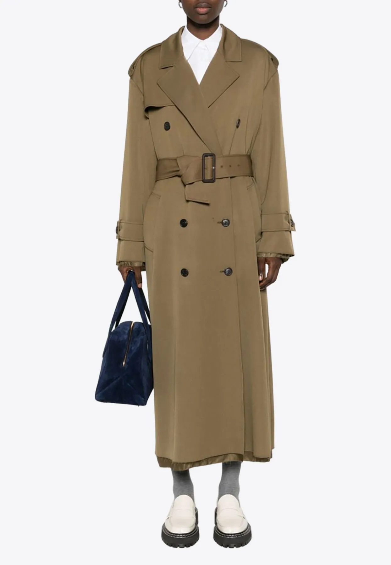 Raw-Cut Long Trench Coat