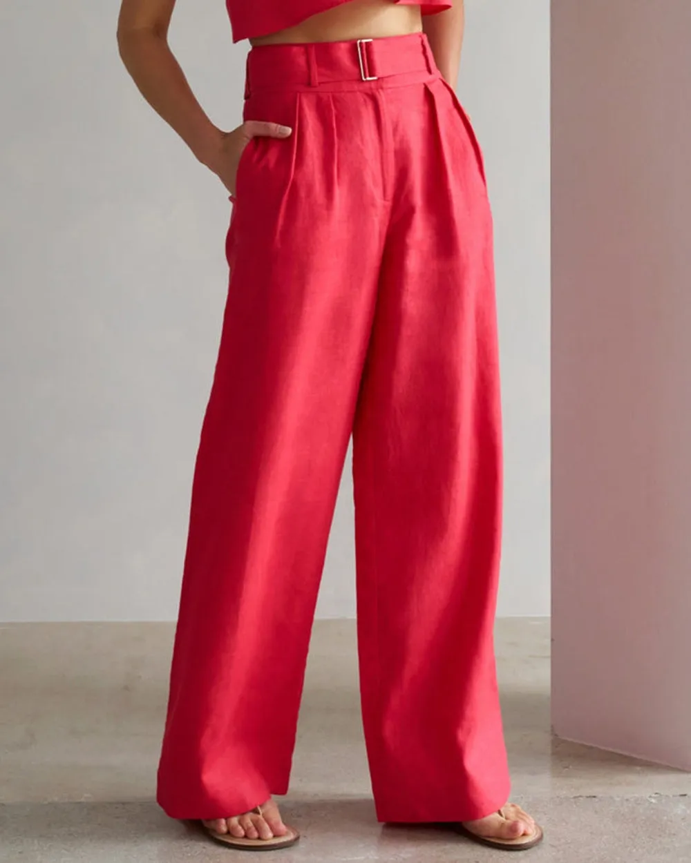 Red Belted Alina Pant