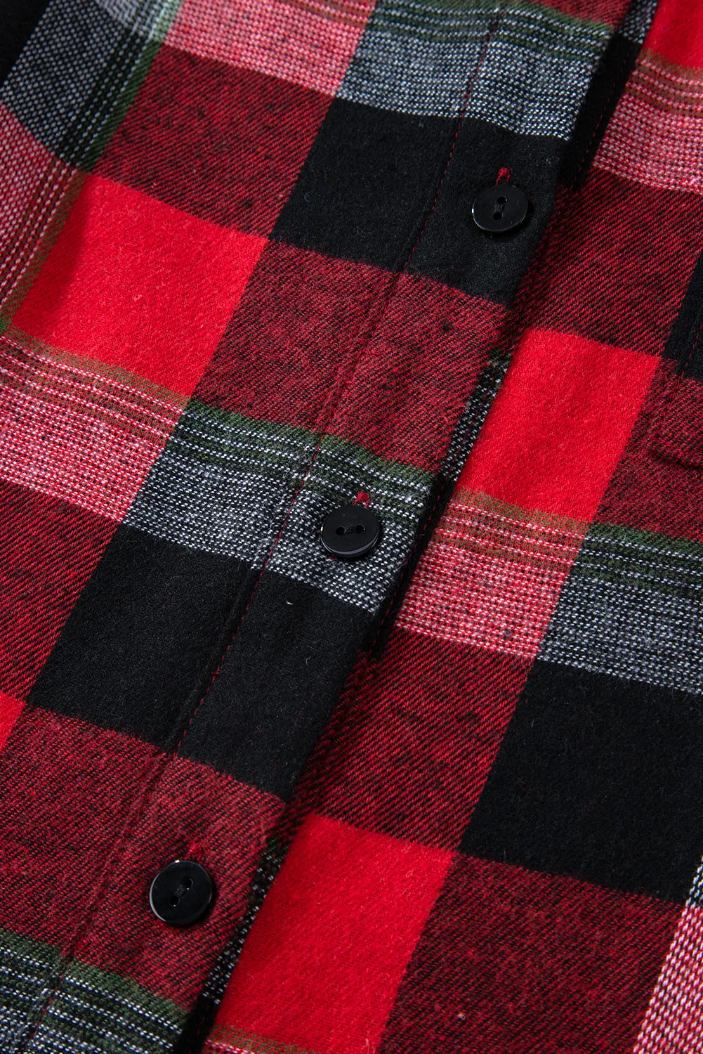 Red Christmas Checkered Pattern Loose Shirt and Pants Lounge Set