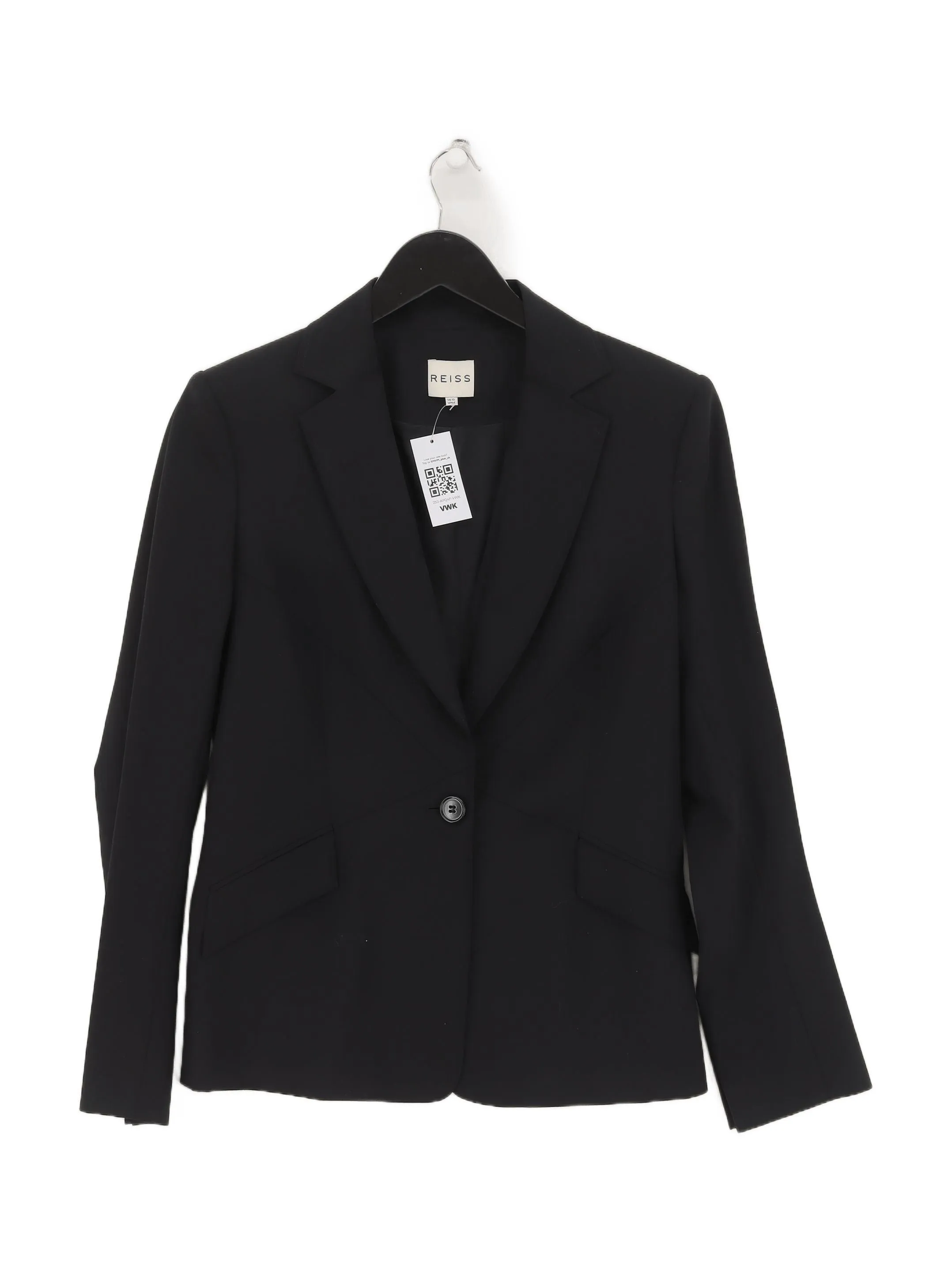 Reiss Women's Blazer UK 10 Black Wool with Elastane, Viscose